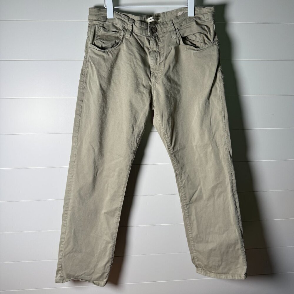 Mavi Matt Relaxed Straight Leg Twill Pants Mens 36x30 Khaki Casual Trousers